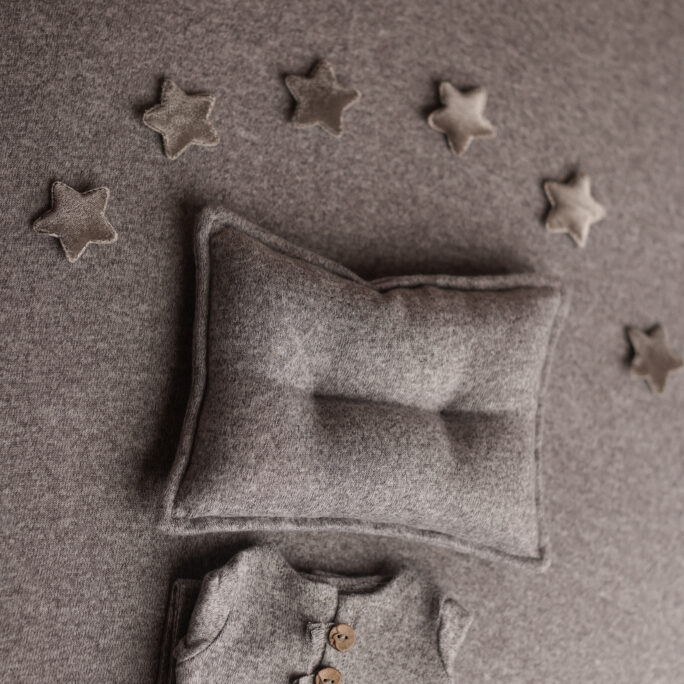 CLASSIC SOFTEST GREY backdrop + Onesie + pillow + stars