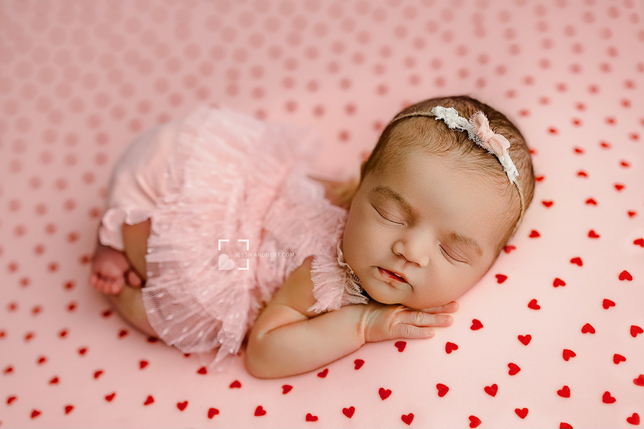RED VELVET HEARTS on Pink backdrop