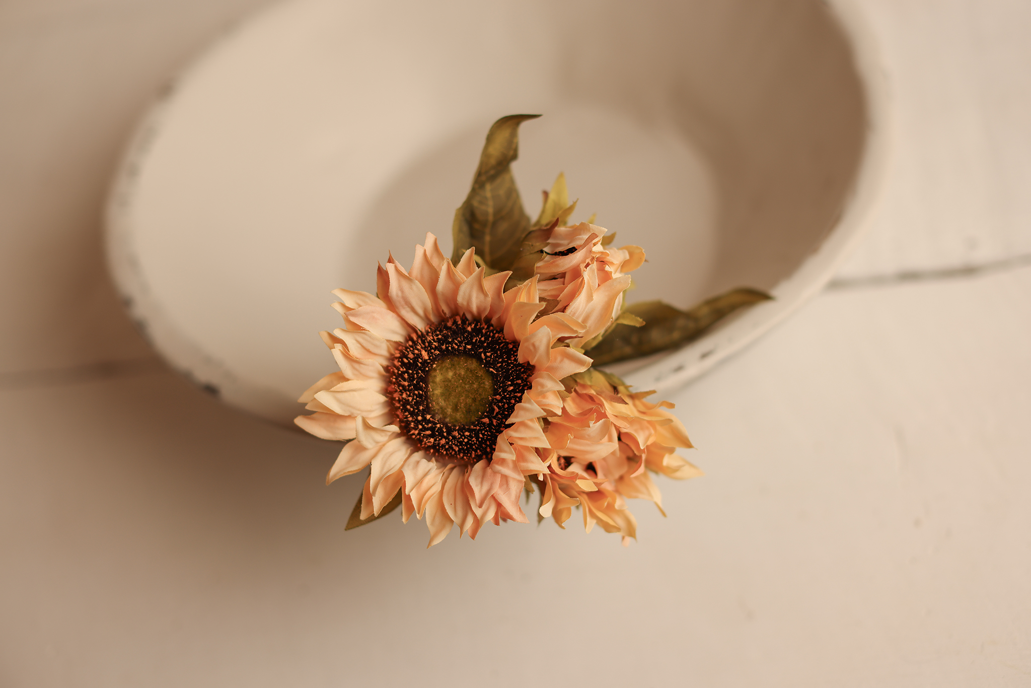 Faux Sunflower Trio – Soft Apricot