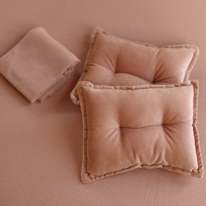 NB PILLOW- peach pink velvet