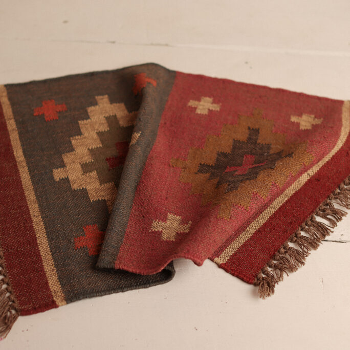 Vintage style carpet GREY & RUSTY