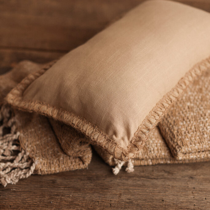 Pillow with Burlap Edge