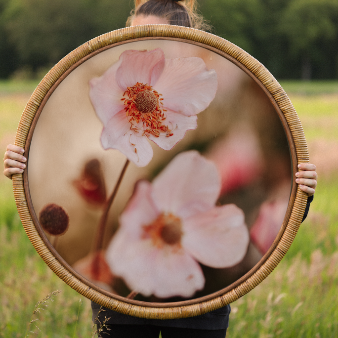 "BLUSH WHISPER" print in Bamboo frame