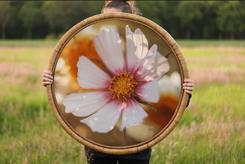 "SUMMER BLUSH" print in Bamboo frame