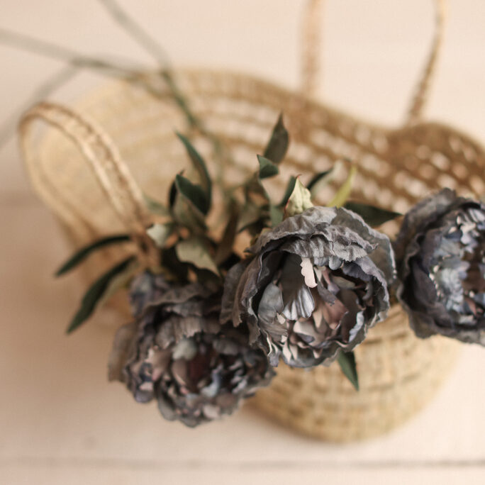 set of 3 blue flowers