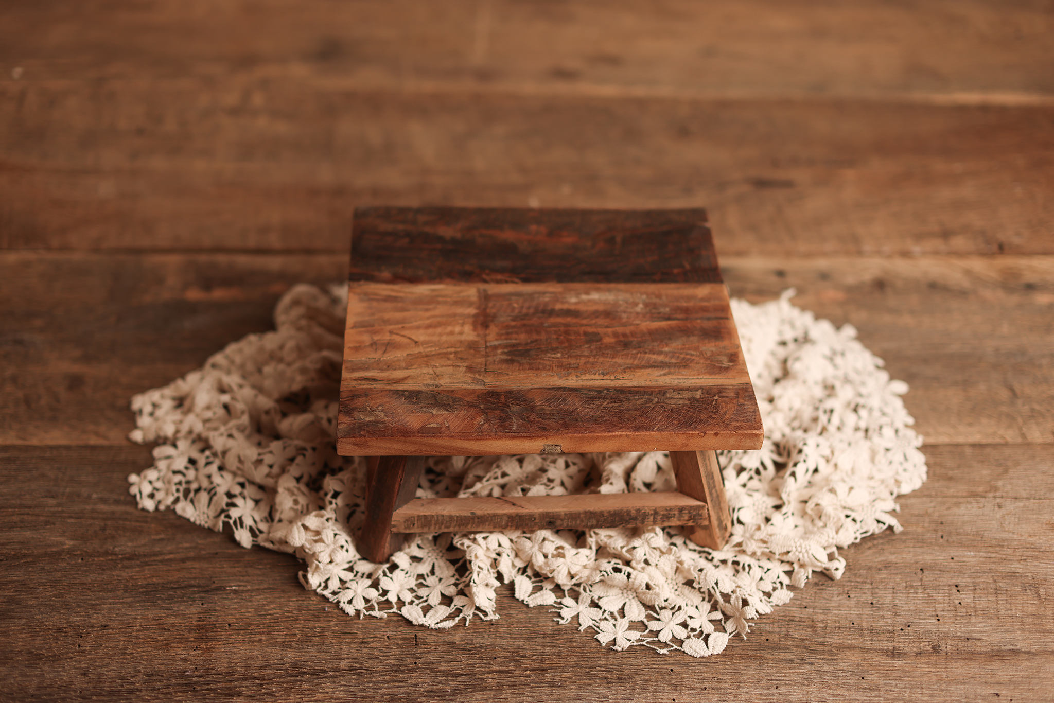 Rustic Wooden Low Stool