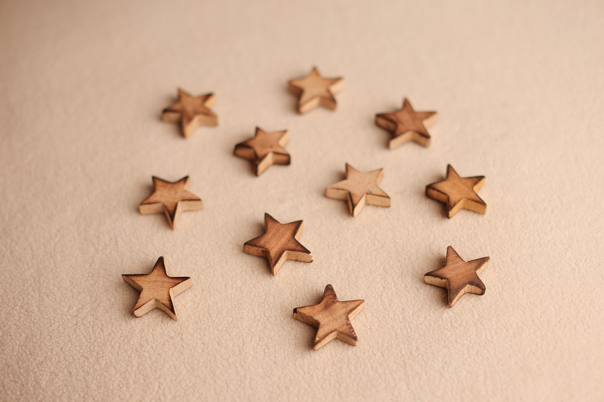 set of 6 old wooden stars