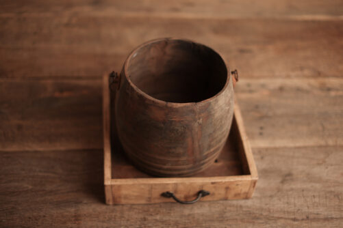 Wooden bucket with handle