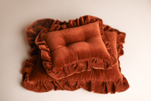 NEW! Velvet Mattress and pillow with ruffles - RUSTY