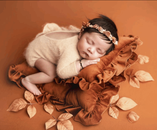 NEW! Velvet Mattress and pillow with ruffles - RUSTY - Image 2
