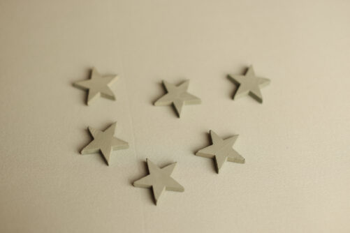 set of 6 sage wooden stars