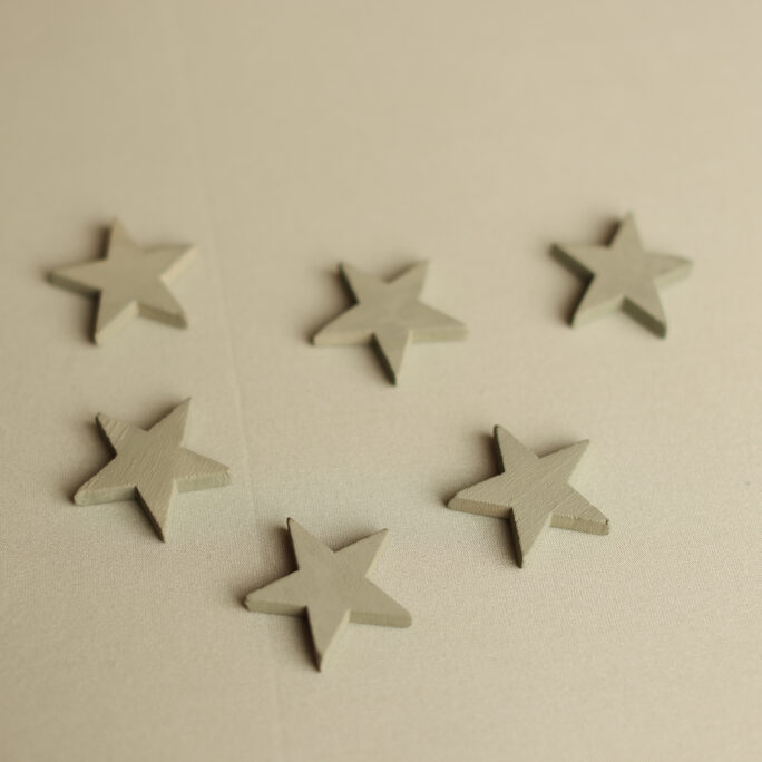 set of 6 sage wooden stars