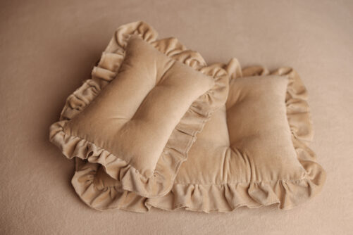 NEW! Velvet Mattress and pillow with ruffles - BEIGE LATTE