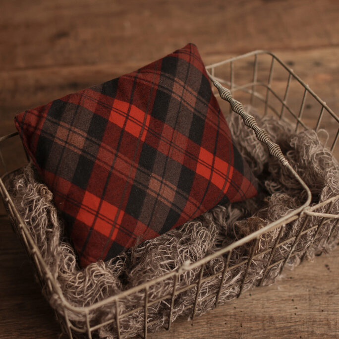 red plaid pillow