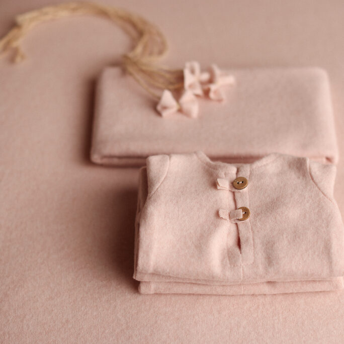 Softest Pink backdrop, wrap, onesie + free headband