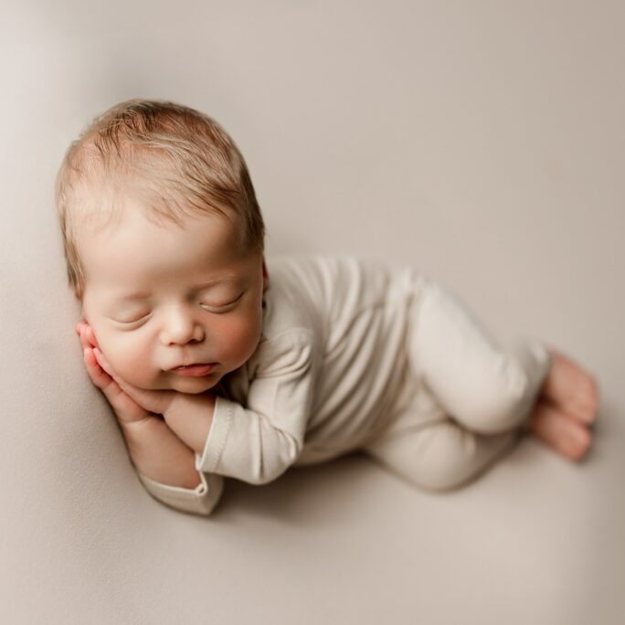 Newborn Onesie + free headband / Hat - Latte