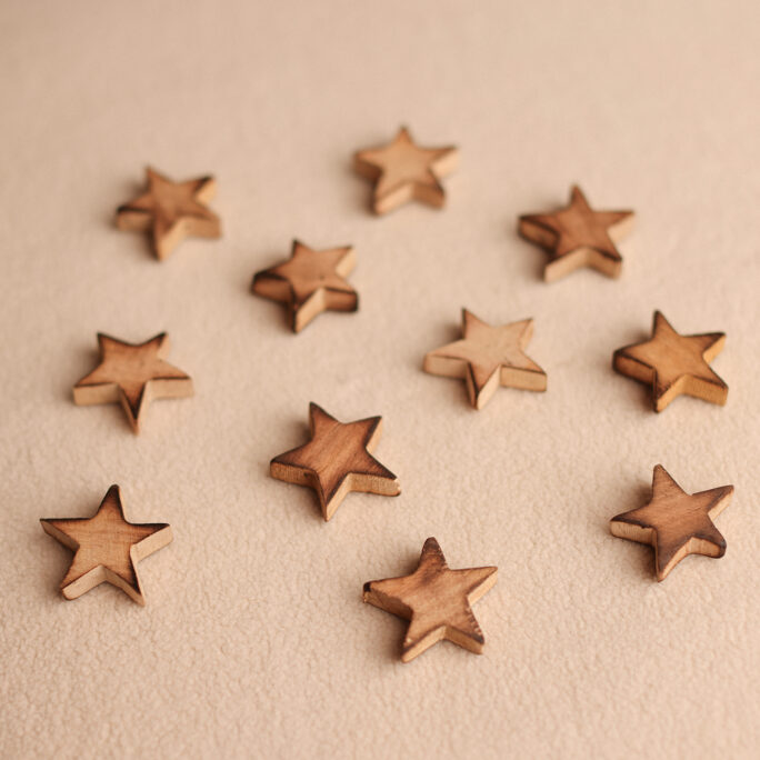 set of 6 old wooden stars