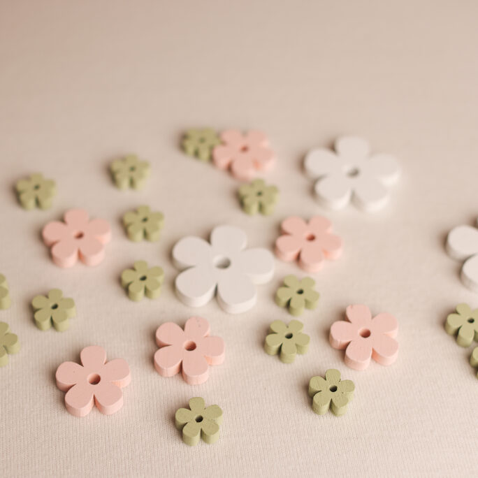 Pink, Green and White FLOWERS SET