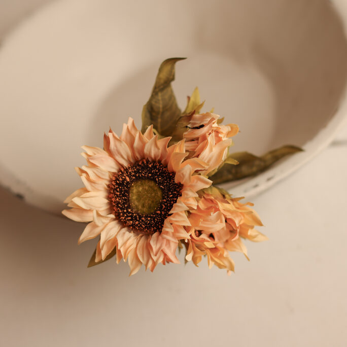 Faux Sunflower Trio – Soft Apricot