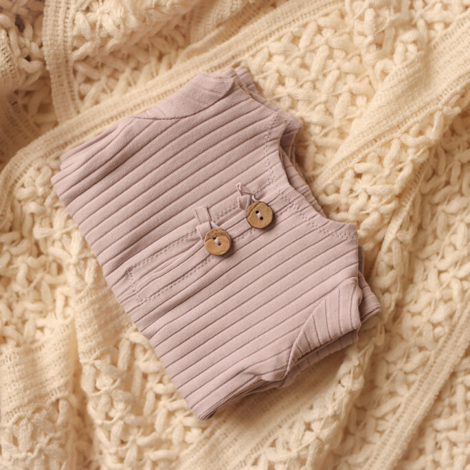 Newborn Onesie + free headband / Hat -  Ribbed Soft Lila