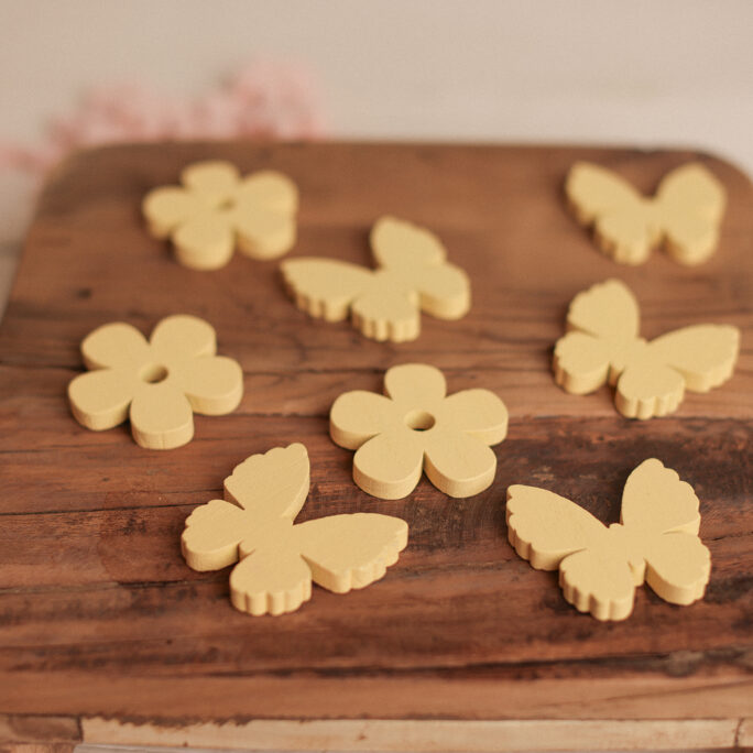 YELLOW SET of butterflies and flowers