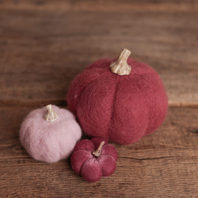 Set of 3 PINK SHADES Pumpkins