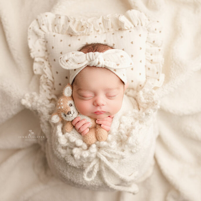 TEDDY POCKET BACKDROP WITH crochet edge + Pillow